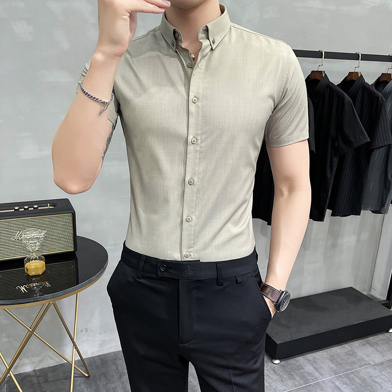 여름 셔츠 남성 얇은 섹션 비즈니스 정장 한국 스타일 